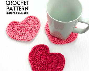 CROCHET PATTERN - Easy Heart Coaster Crochet Pattern Valentine's Day Heart Coaster Crochet Pattern Instant Digital Download Pattern PDF