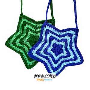 CROCHET PATTERN - Starburst Bag Y2K Crochet Star Tote Bag Crochet Pattern PDF Instant Digital Download Crochet Market Shoulder Bag Pattern