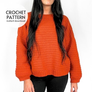 CROCHET PATTERN Easy Sweater Women&#39;s Crochet Pullover Pattern Fall Crochet Cardigan Beginner Crochet Sweater Instant Digital Download PDF