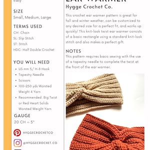 CROCHET PATTERN Easy Knit Look Twisted Earwarmer Crochet Pattern PDF, Crochet Ribbed Headband Pattern Instant Digital Download image 9