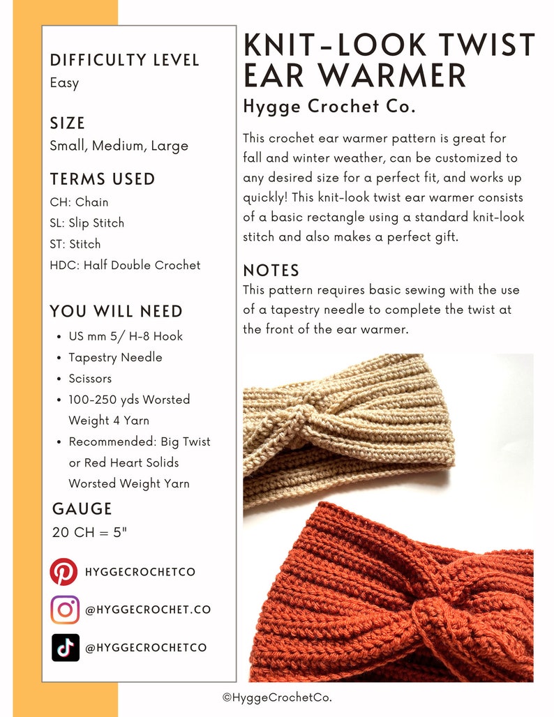 CROCHET PATTERN Easy Knit Look Twisted Earwarmer Crochet Pattern PDF, Crochet Ribbed Headband Pattern Instant Digital Download image 9