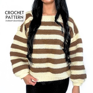 CROCHET PATTERN Easy Sweater Women&#39;s Crochet Pullover Pattern Fall Crochet Cardigan Beginner Crochet Sweater Instant Digital Download PDF