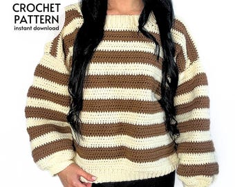 CROCHET PATTERN Easy Sweater Women's Crochet Pullover Pattern Fall Crochet Cardigan Beginner Crochet Sweater Instant Digital Download PDF
