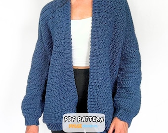 CROCHET PATTERN Easy Cardigan Crochet Sweater Women's Pullover Pattern Crochet Top Fall Cardigan Pattern Gift Instant Digital Download PDF