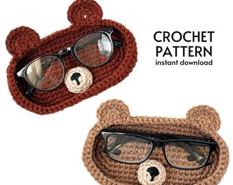 CROCHET PATTERN Easy Eyeglasses Holder Cute Amigurumi Bear Animal Glasses Holder Beginner Crochet Gift Decor Instant Download PDF Pattern