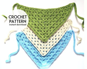 CROCHET PATTERN - Easy Crochet Bandana Headband Pattern, Crochet Hair Scarf Kerchief Pattern PDF, Beginner Friendly Instant Digital Download