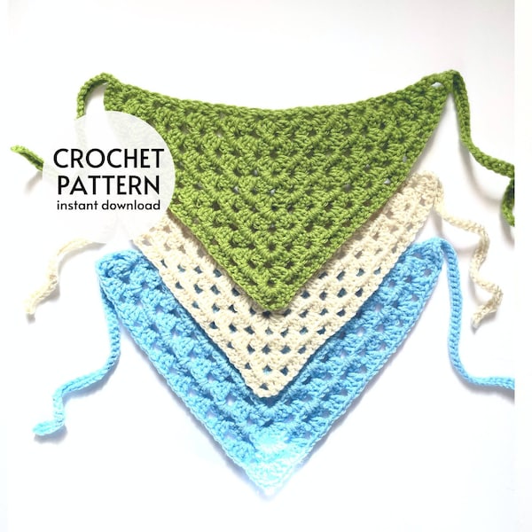 CROCHET PATTERN - Easy Crochet Bandana Headband Pattern, Crochet Hair Scarf Kerchief Pattern PDF, Beginner Friendly Instant Digital Download