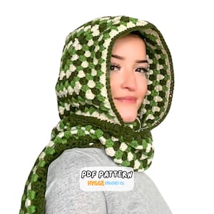 PATRÓN DE GANCHILLO - Bufanda con capucha cuadrada de abuela fácil Patrón de pasamontañas de ganchillo Gorro de ganchillo Capucha Chal con capucha Descarga digital instantánea