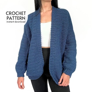 CROCHET PATTERN Easy Cardigan Crochet Sweater Women&#39;s Pullover Pattern Crochet Top Fall Cardigan Pattern Gift Instant Digital Download PDF
