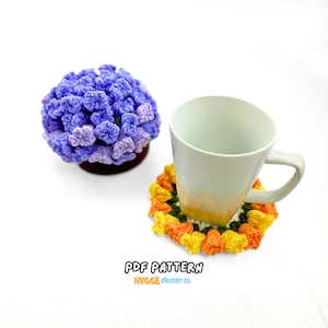 PADRÃO DE CROCHÊ + Vídeo Conjunto de porta-copos para vasos de flores Padrão de crochê Buquê de flores Porta-copos para plantas Download digital instantâneo Padrão de crochê em PDF