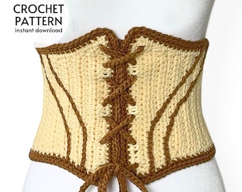 HÄKELANLEITUNG Unterbrust Korsett Top Muster Fantasy Waistcoast Ren Faire Festival Kostüm Muster Taille Weste Sofortiger digitaler Download PDF