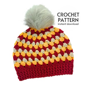 HÄKELANLEITUNG - Easy Grandma Stripe Beanie Hut Häkelanleitung Grandma Square Cap Herren & Damen Wintermütze Sofortiger digitaler Download PDF