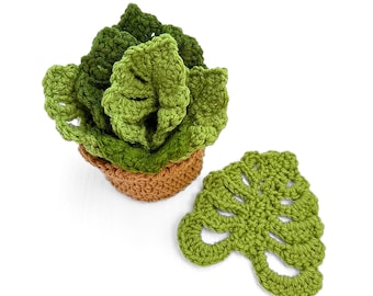 CROCHET PATTERN - Monstera Leaf Coaster Set Crochet Pattern Plant Coasters Instant Digital Download Crochet Pattern PDF Crochet Coaster Set