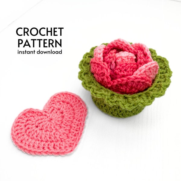 CROCHET PATTERN - Rose Flower Coaster Set Crochet Pattern Flower Bouquet Plant Coasters Instant Digital Download PDF Handmade Gift Pattern