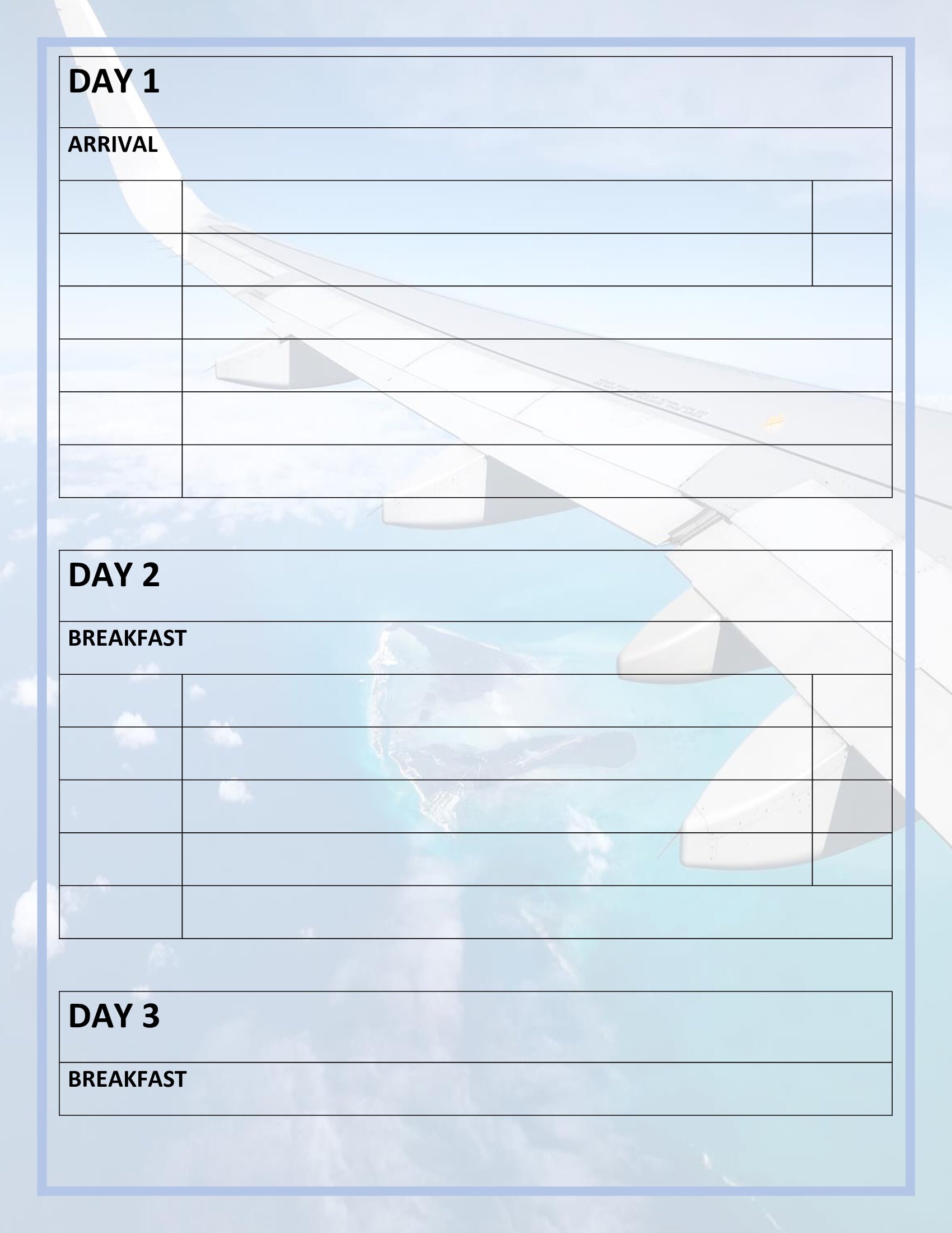 Sample Travel Itinerary, Printable Itinerary, Instant Download, Travel ...
