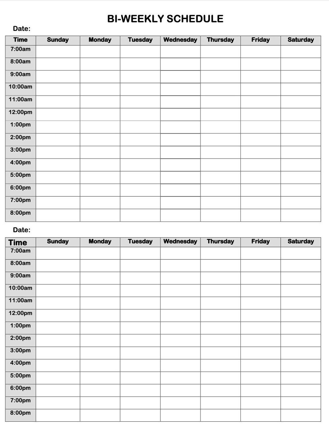 Hourly & Bi-weekly Planner; Bi-weekly Planner Printable; Bi-weekly to ...