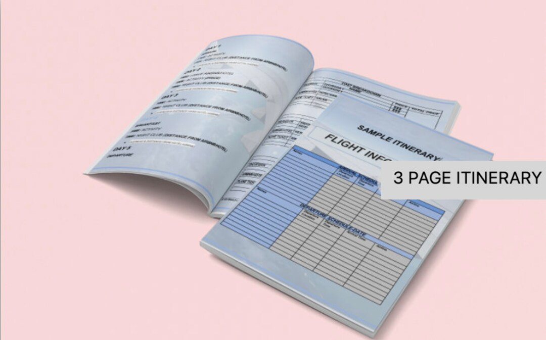 Sample Travel Itinerary, Printable Itinerary, Instant Download, Travel ...