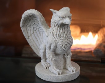 Statue de gargouille griffon en granit - Décoration d'intérieur - Sculpture 6,2 po. - 16 cm