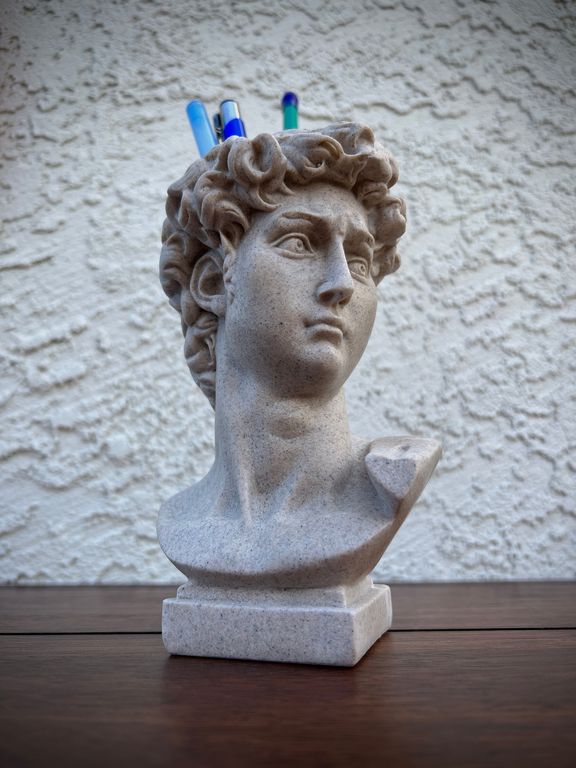 Marble Bust Head David Michelangelo Statue Home Decor Etsy