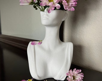 Marble Flower Vase 7.5in - Body Sculpture, Home Decor - Aesthetic Room Decor