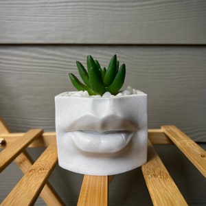 Marble Small Plant Pot Sculpture - Office Organizers - Makeup Brush Holder - Desk Accessory 3.4in - 8cm