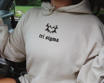 Heart on Fire Embroidered Sorority Sweatshirt, Hoodie or Crewneck, Y2K Aesthetic Greek Merch