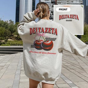 Delta Zeta Cherry Sorority Sweatshirt, The Sweetest Sisterhood Delta Zeta Hoodie & Crewneck, Vintage Aesthetic Sorority Merch for DZ