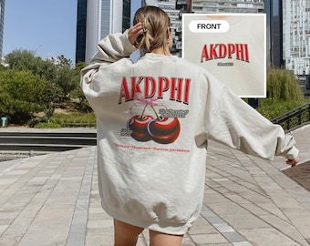 alpha Kappa Delta Phi Cherry Sorority Sweatshirt, The Sweetest Sisterhood aKDPhi Hoodie & Crewneck, Vintage Aesthetic Sorority Merch