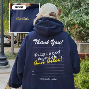 Custom College Town Sweatshirt & T-Shirt, Thank You Receipt Gameday Apparel and Merch
