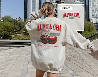Alpha Chi Omega Cherry Sorority Sweatshirt, The Sweetest Sisterhood Alpha Chi Hoodie & Crewneck, Vintage Aesthetic Sorority Merch for AXO