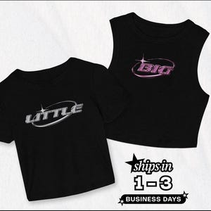 Chrome Big Little Baby Tees & Tanks, Y2K Theme Custom Sorority Reveal Shirts image 1
