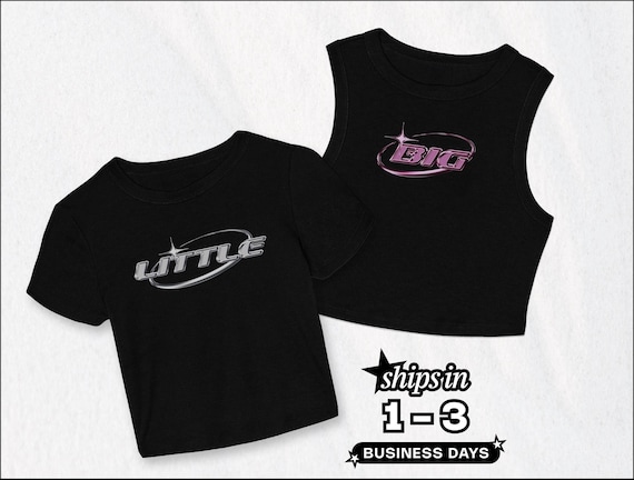 Chrome Big Little Baby Tees & Tanks, Y2K Theme Custom Sorority Reveal Shirts
