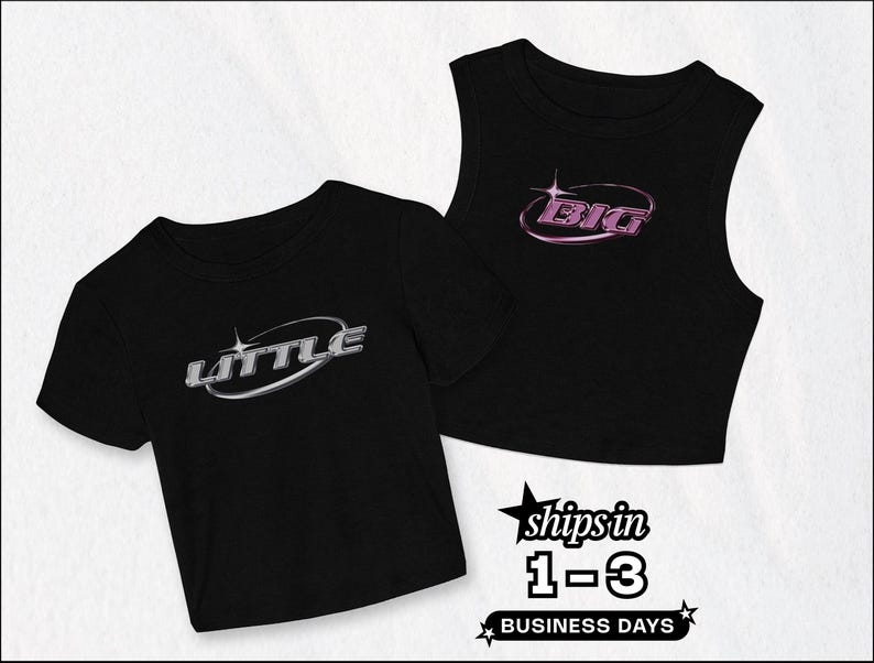 Chrome Big Little Baby Tees & Tanks, Y2K Theme Custom Sorority Reveal Shirts image 1