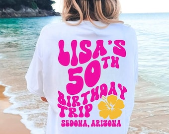 50th Birthday Shirt 50th Bday Party Tshirts Womens 50th Vacation T-shirts Ladies Group Tees 50 and Fabulous Girls Trip Shirts for Her