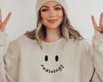 Radiology Sweatshirt Rad Tech Sweater Xray Technologist Shirt Radiologist Gift Rad Student Crewneck Xray Technician Graduate Smile Face Tee