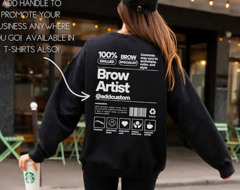 Brow Artist Sweatshirt Custom Brow Tech Gift Personalized Microblading Crewneck Brow Boss Pullover Eyebrow Threading Top Brow Bar Grad Gift