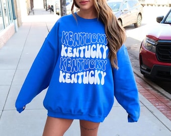 Kentucky Sweatshirt University Sweater Vintage College Pullover KY Basketball University Crewneck Cute Cats Jumper Retro Game Day Apparel