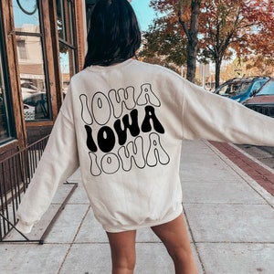 Iowa Sweatshirt Iowa City Shirt College Game Day Sweater Des Moines Sweatshirt Varsity Football Tailgate Shirt Unisex Iowa Wave Sweatshirt