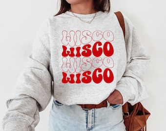 Wisco Sweatshirt Wisconsin Sweatshirt Unisex Game Day Shirt Vintage College Football Sweater Wisco Gift Milwaukee Shirt University Graduate