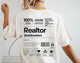 Custom Realtor Shirt Real Estate Tshirt Realtor Gift House Hustler Crewneck Personalized Real Estate Agent Gift Broker Shirt Name Sold by