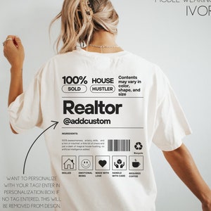 Kundenspezifisches Realtor Shirt Grundbesitz-T-Shirt Realtor Geschenk Haus Hustler Rundhalsausschnitt personalisierter Makler-Geschenk-Makler-Shirt Name