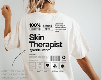 Personalized Esthetician Shirt Skin Therapist Gift Skincare T-shirt Custom Cosmetology Grad Gift Business Handle Tshirt Logo Medspa T-shirt
