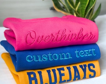 Custom Embroidery Sweatshirt Name Embroider Crewneck Personalized Embroidered Hoodie Gift Team Sweater Embroidered Logo Shirt College Grad