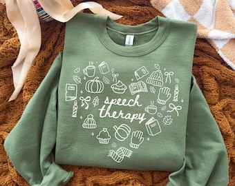 Speech Therapy Fall Sweatshirt Gift for Speech Therapist Crewneck SLP Graduate Shirt Speech Language Pathologist