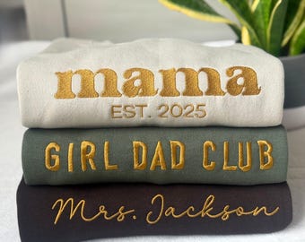 Custom Embroidery Sweater Personalized Embroidered Crewneck Team Name Sweater Custom Text Shirt Embroider Logo Gift Matching Family Shirt