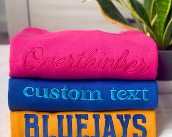 Custom Embroidered Sweatshirt Custom Text Embroidery Shirt Name Embroider Sweater Personalized Hoodie Team Name Gift Matching Logo Sweater