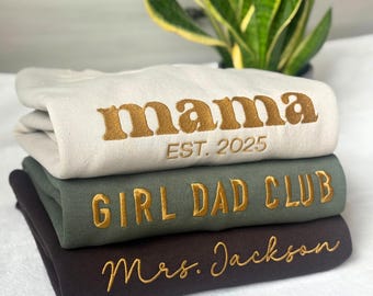Custom Embroidered Sweatshirt Name Embroider Crewneck Embroidery Team Sweater Personalized Matching Shirt Embroidered Logo Gift for College