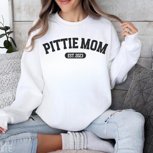 Pittie Mom Sweatshirt Pitbull Crewneck Pitbull Mom Hoodie Personalized Pitbull Gift Custom Pitbull Shirt Cute Pitbull Lover Pullover Pittie image 3