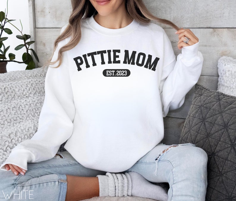 Pittie Mom Sweatshirt Pitbull Crewneck Pitbull Mom Hoodie Personalized Pitbull Gift Custom Pitbull Shirt Cute Pitbull Lover Pullover Pittie image 3
