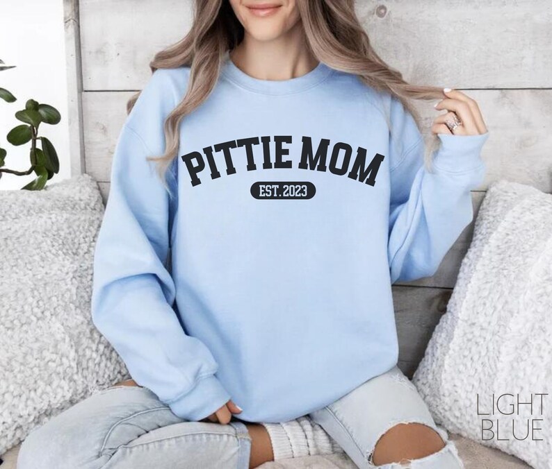 Pittie Mom Sweatshirt Pitbull Crewneck Pitbull Mom Hoodie Personalized Pitbull Gift Custom Pitbull Shirt Cute Pitbull Lover Pullover Pittie image 4